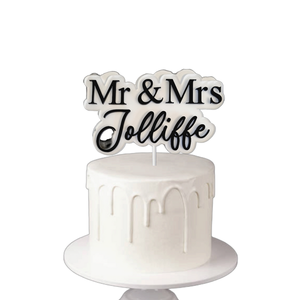 Bride & Groom Frosted Cake Topper