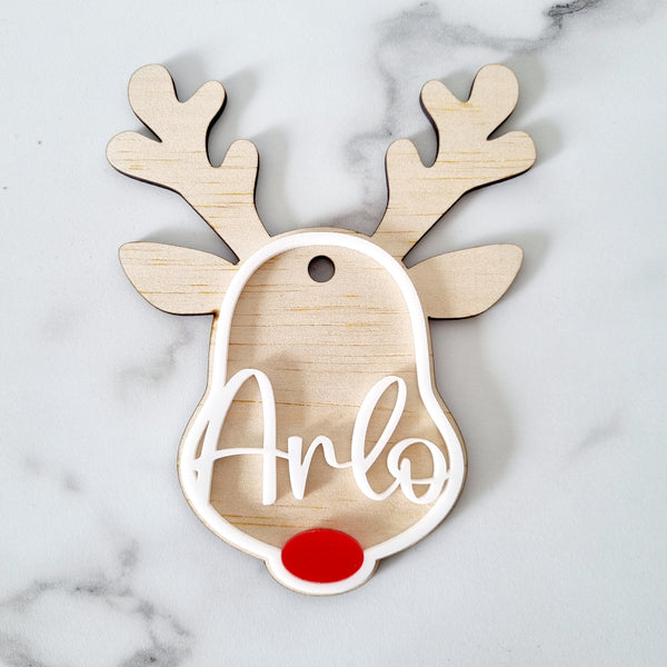 Reindeer Custom Name Ornament