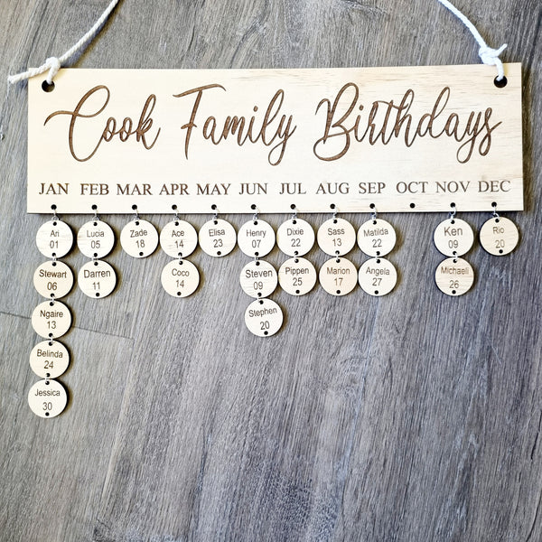 Family Birthday Board