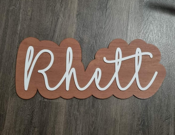 40 cm Double Layer Timber and Acrylic Name Sign